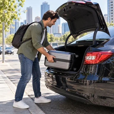Passenger arriving at a destination with luggage